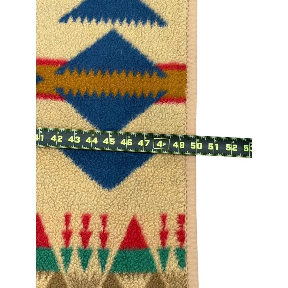 Vtg Biederlack Blanket Southwestern Aztec Tribal Geometric Fleece Throw Germany